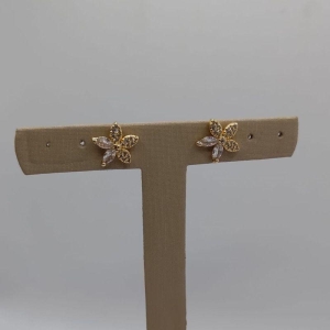 Brinco flor com zirconia