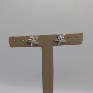 Brinco flor com zirconia