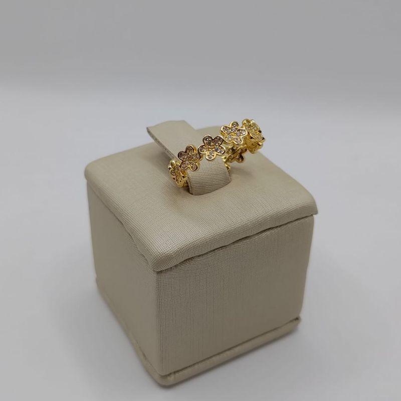 anel zirconia flor