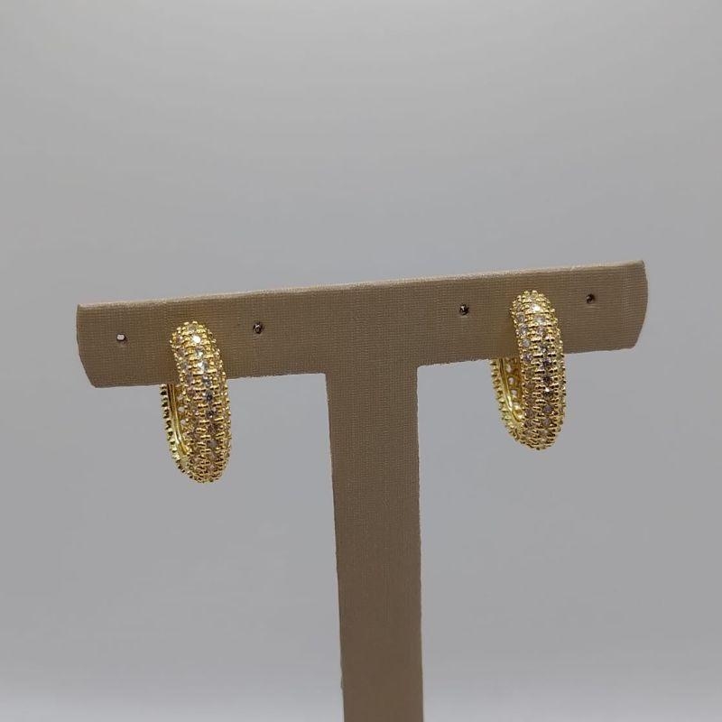 brinco argola cravejada ouro