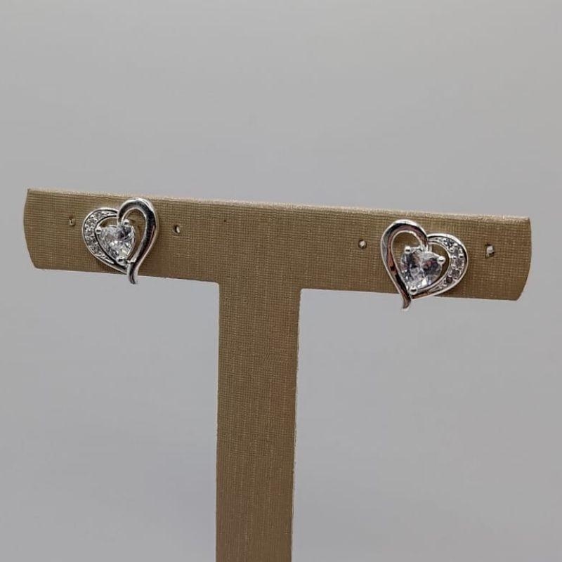 Brinco - Coração Pedra Zirconia