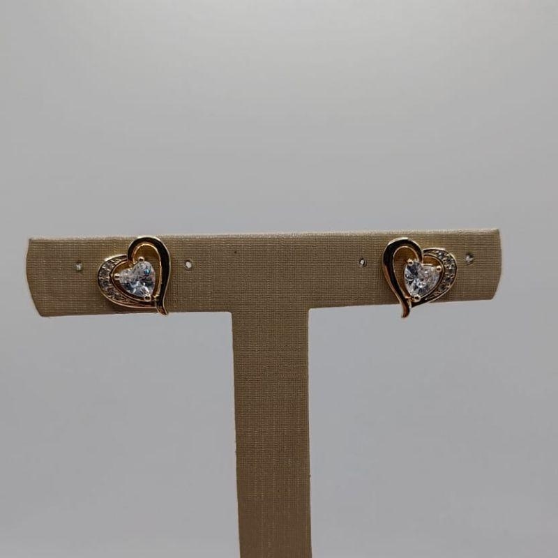Brinco - Coração Pedra Zirconia