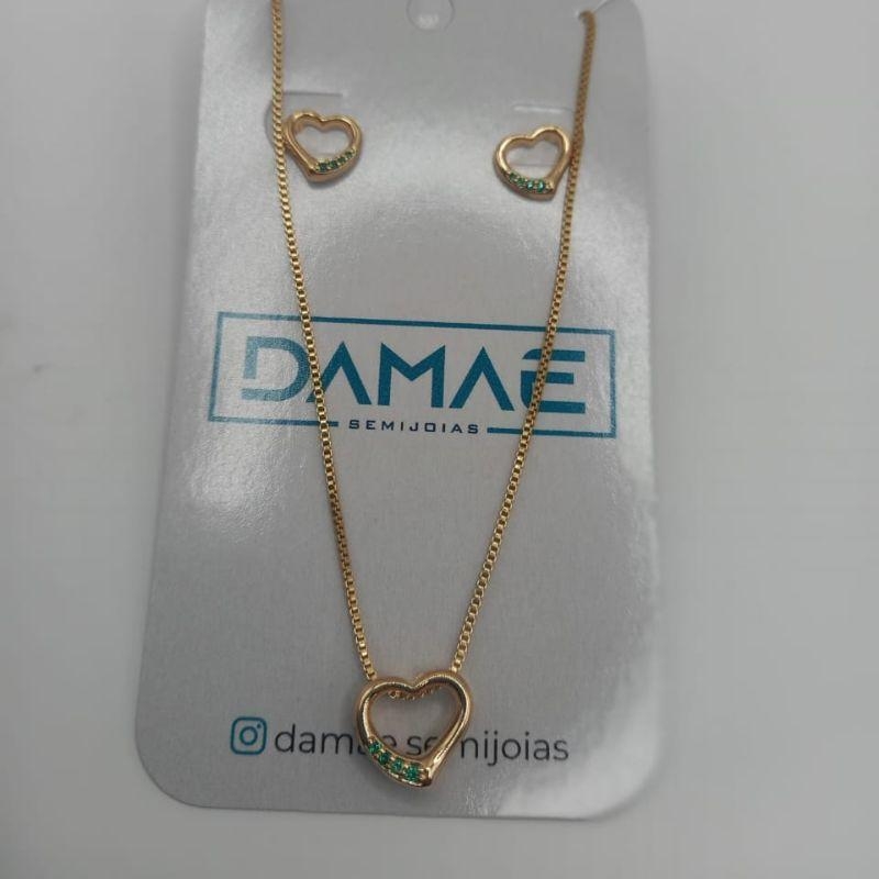 conjunto coraçao verde