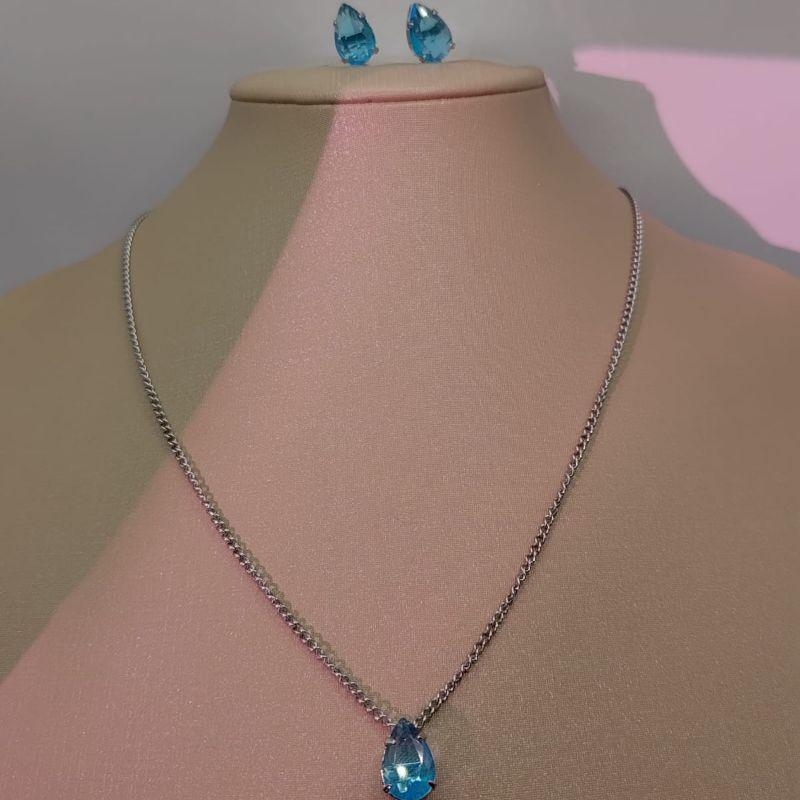 conjunto gota cristal azul