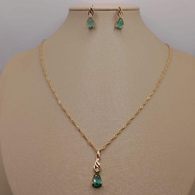 conjunto turquesa - ouro