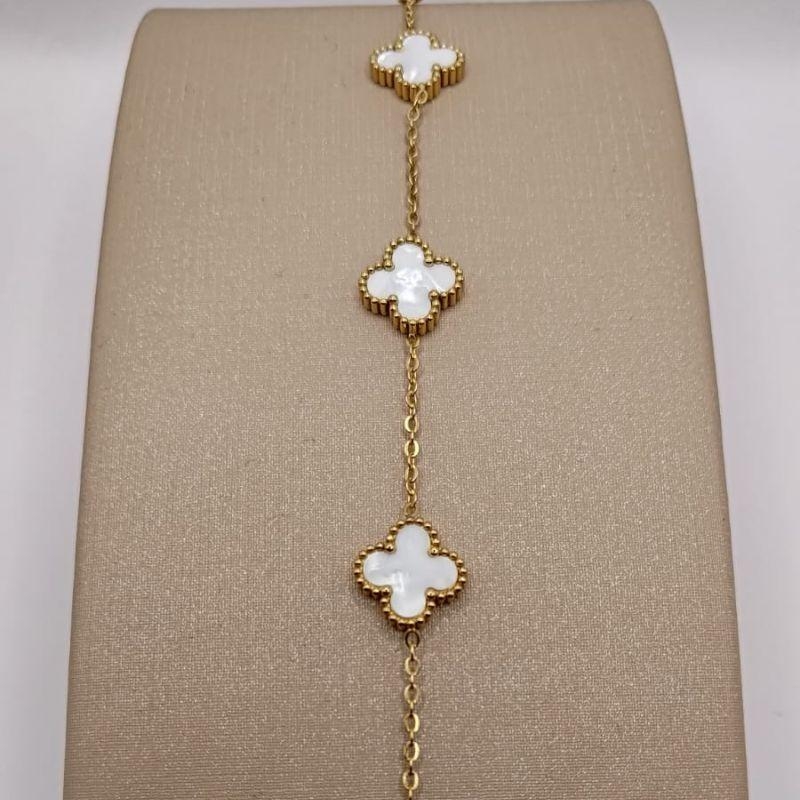 Pulseira 4 trevos branca