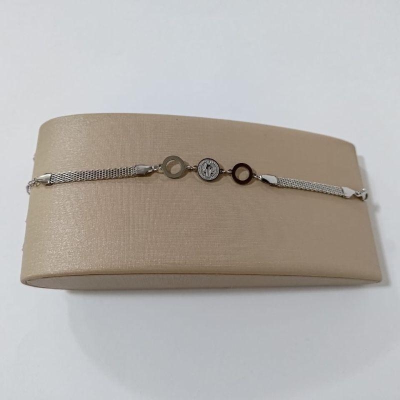 Pulseira - São Bento, Medalha - Aço