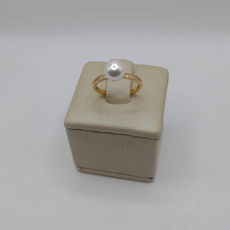 anel perola com zirconia