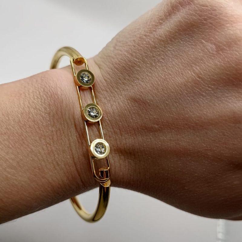 Bracelete Aço 3 pedras