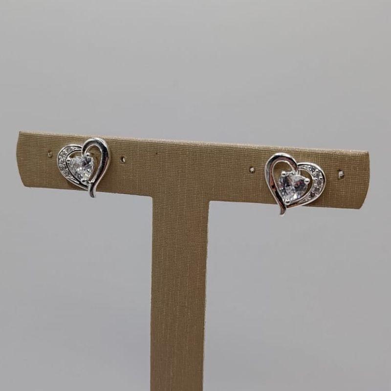 Brinco - Coração Pedra Zirconia