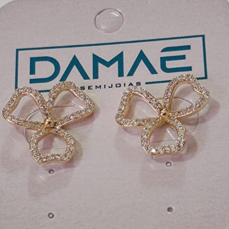 Brinco - Flor com Zirconia