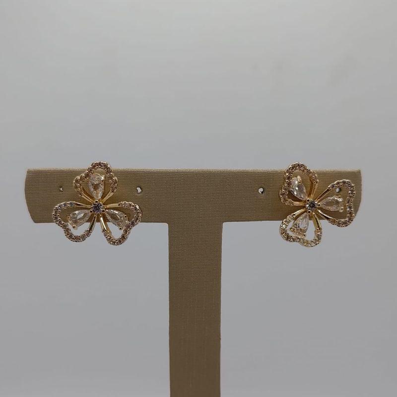 brinco flor e zirconia