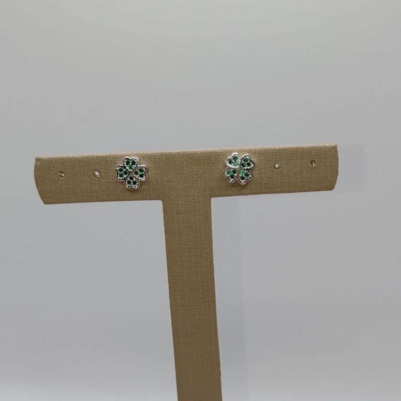 brinco flor trevo verde