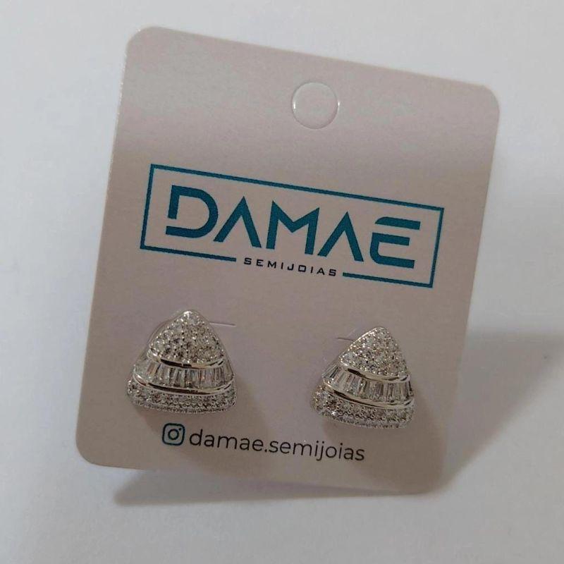 Brinco triangulo zirconia