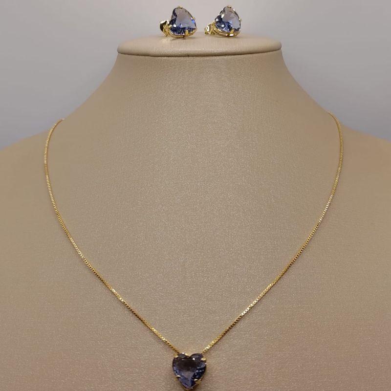 conjunto coração ametista