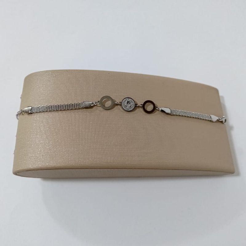 Pulseira - São Bento, Medalha - Aço